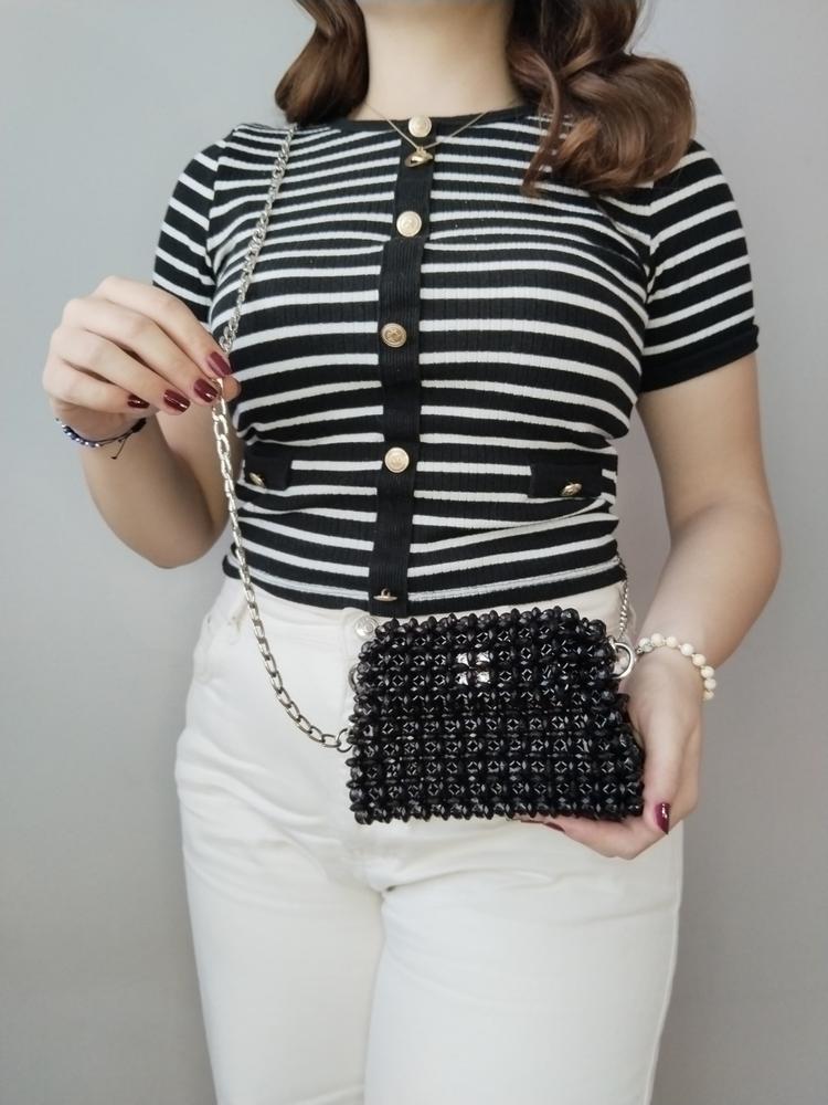 Siyah Akrilik Boncuk Çanta resmi