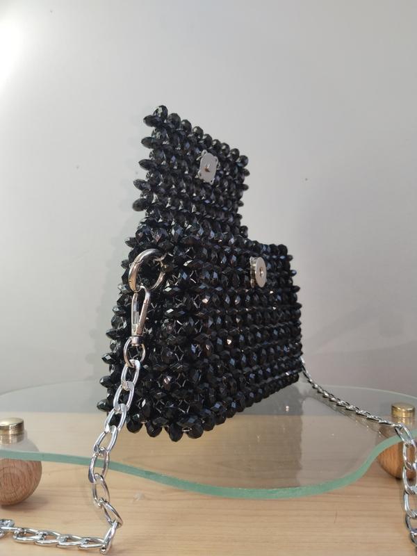 Siyah Akrilik Boncuk Çanta resmi