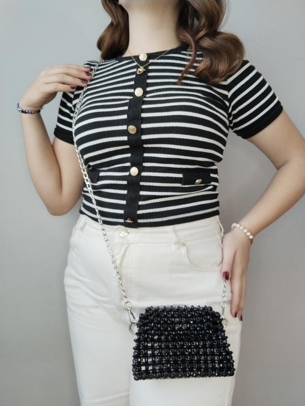 Siyah Akrilik Boncuk Çanta resmi