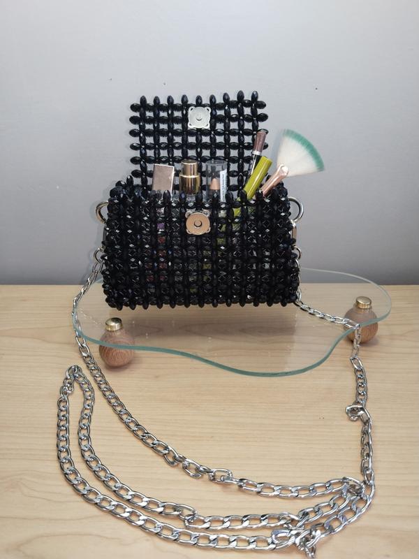 Siyah Akrilik Boncuk Çanta resmi